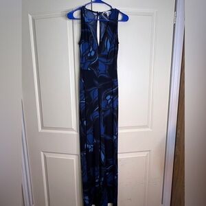H&M Blue and Black Patterned Jumpsuit